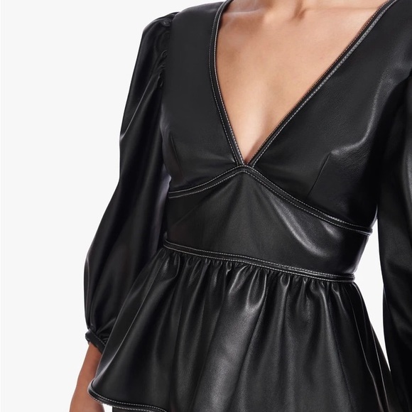 Staud Luna Vegan Leather Peplum Top - Picture 12 of 15